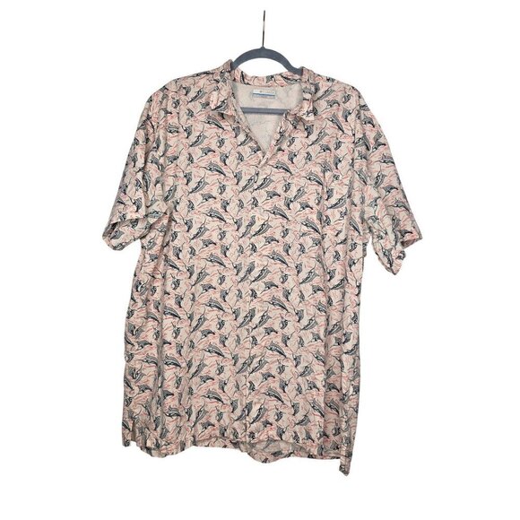 Columbia Shirt Mens XXL 2XL White Geometric PFG Fish Fishing Button Up Collared - Picture 5 of 16